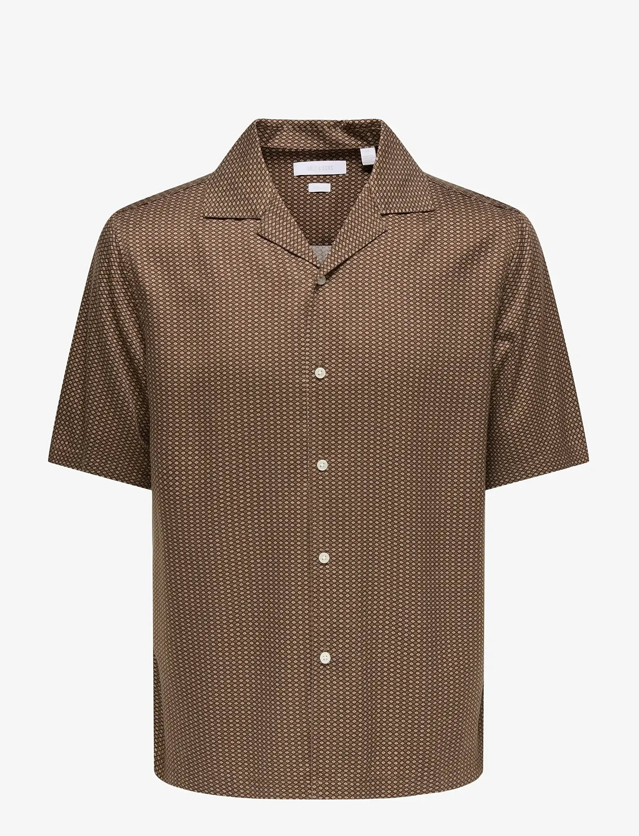 ONLY & SONS - ONSPERU RELAX SS SHIRT FRML - mønstrede skjorter - potting soil - 0