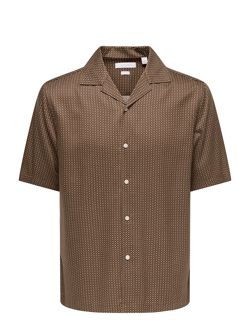 ONLY & SONS - ONSPERU RELAX SS SHIRT FRML - mønstrede skjorter - potting soil - 0