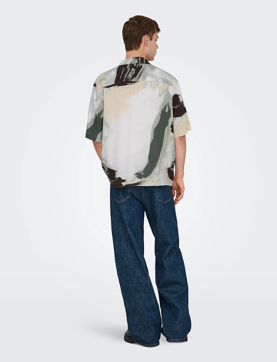 ONLY & SONS - ONSHARVI RLX RESORT SS 041 AOP SHIRT - mönstrade skjortor - bright white - 3