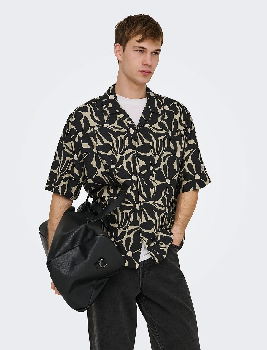 ONLY & SONS - ONSHARVI RLX RESORT SS 041 AOP SHIRT - chemises à motifs - jet black - 0