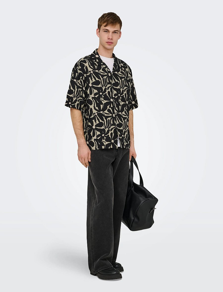 ONLY & SONS - ONSHARVI RLX RESORT SS 041 AOP SHIRT - chemises à motifs - jet black - 4