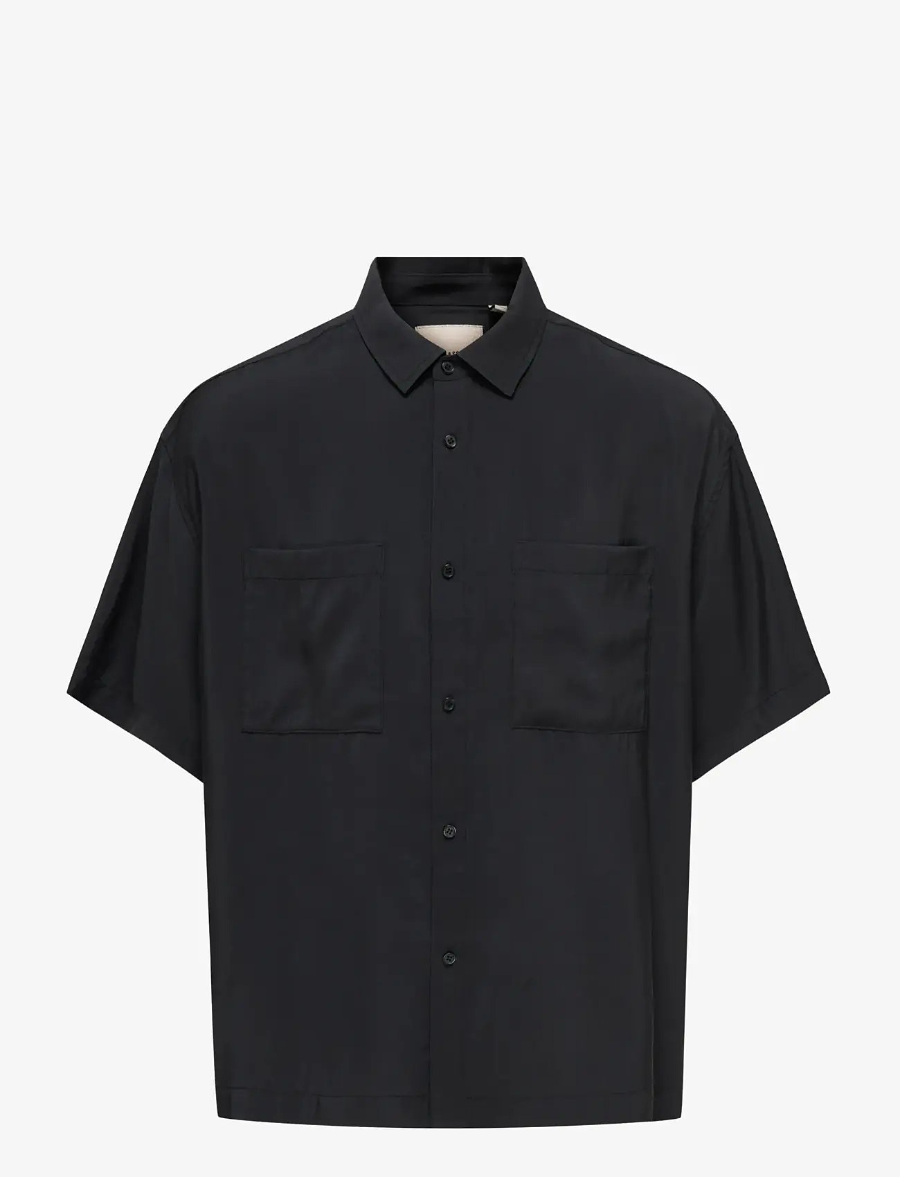 ONLY & SONS - ONSFADE LOOSE MODAL BLEND 0589 SHIRT - short-sleeved shirts - jet black - 0