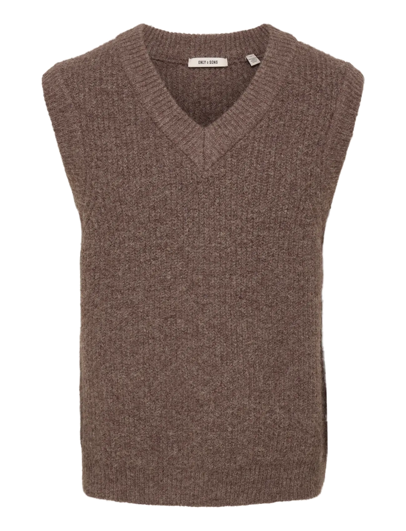ONLY & SONS ONSTROY RLX 12 V-NECK VEST - Strickmode - ERMINE / brown
