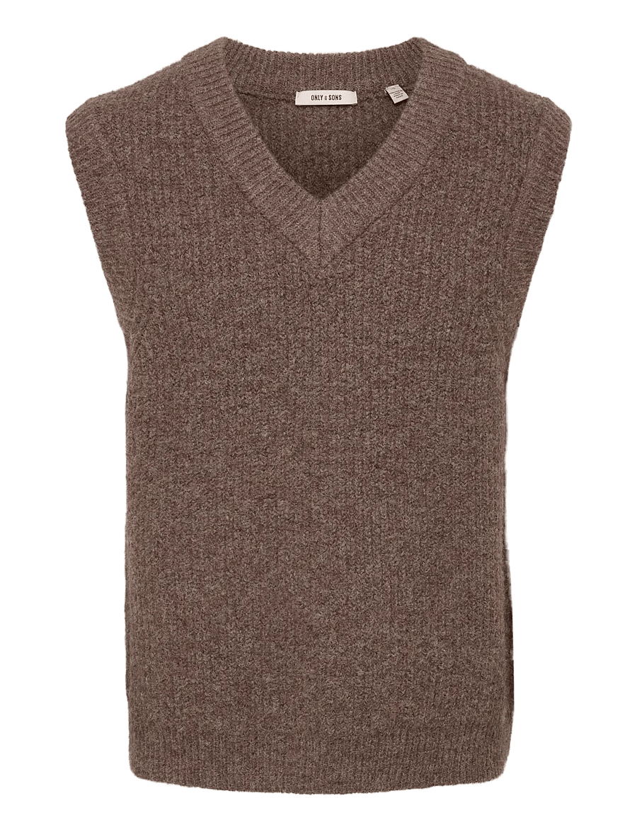 ONLY & SONS - ONSTROY RLX 12 V-NECK VEST - kootud vestid - ermine - 0