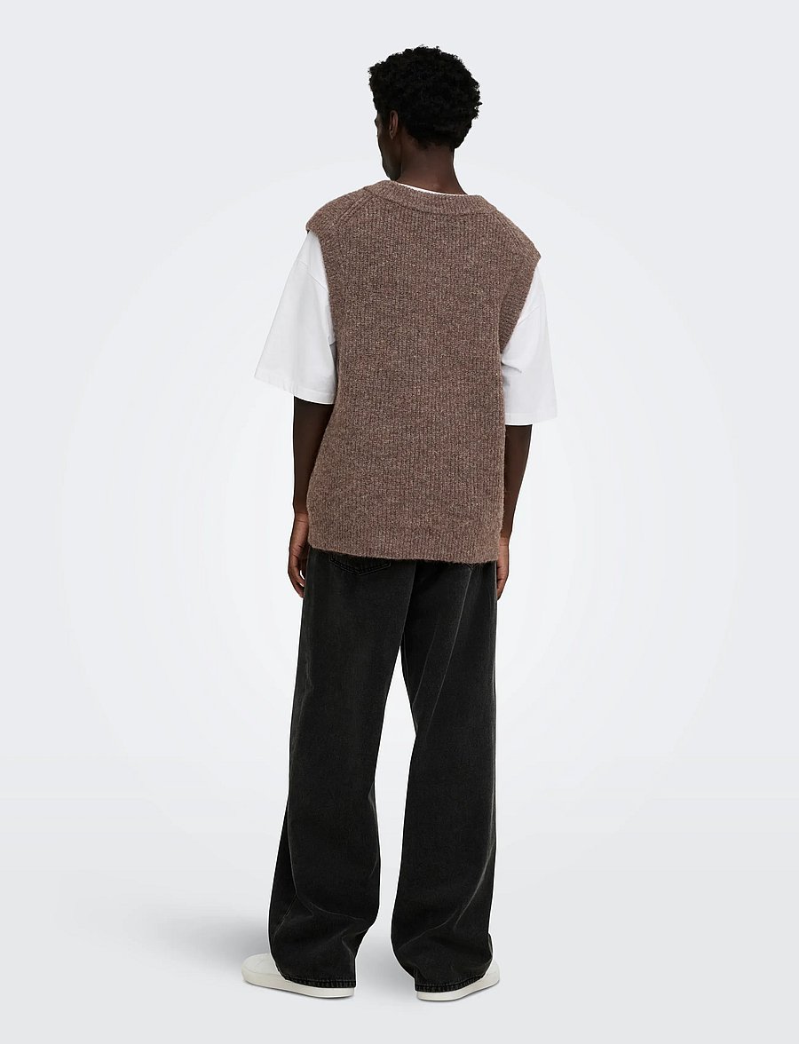 ONLY & SONS - ONSTROY RLX 12 V-NECK VEST - stickade västar - ermine - 3