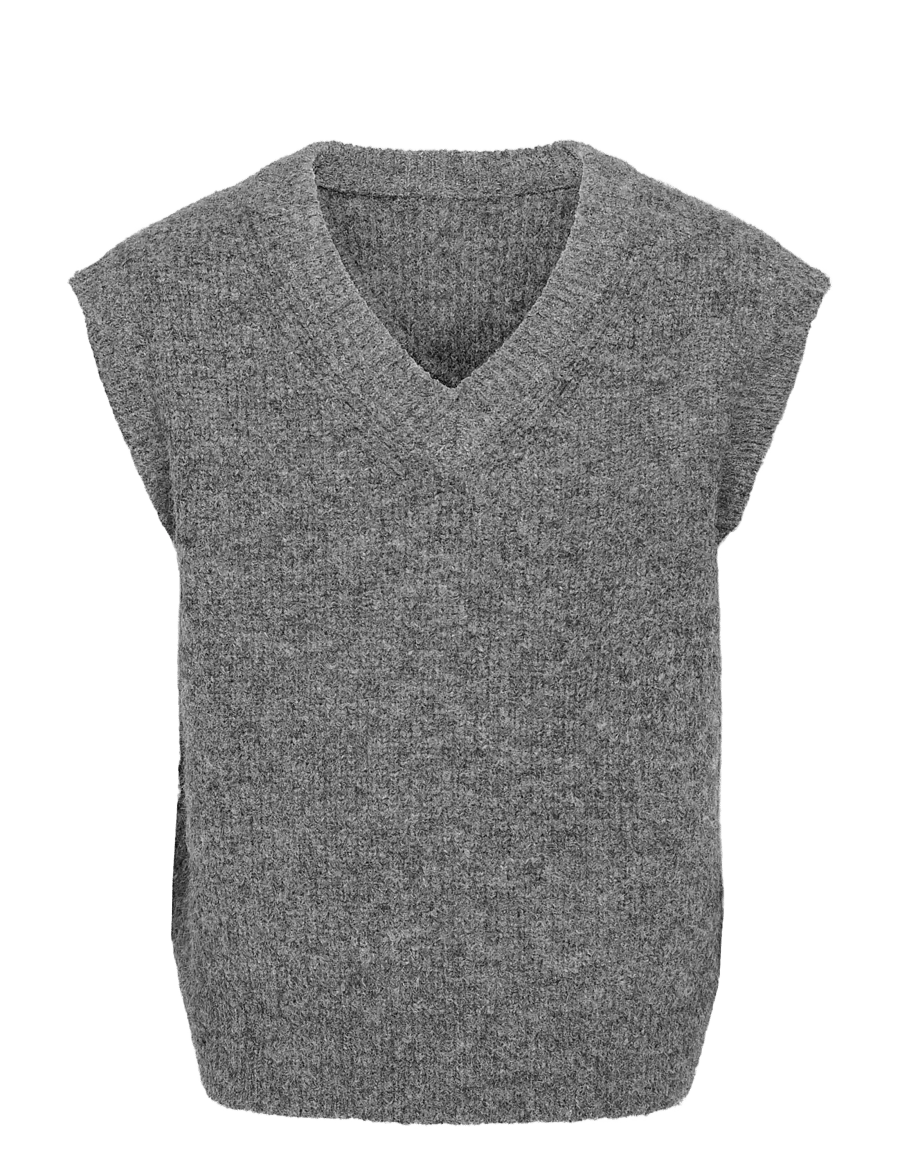 ONLY & SONS - ONSTROY RLX 12 V-NECK VEST - kootud vestid - medium grey melange - 0