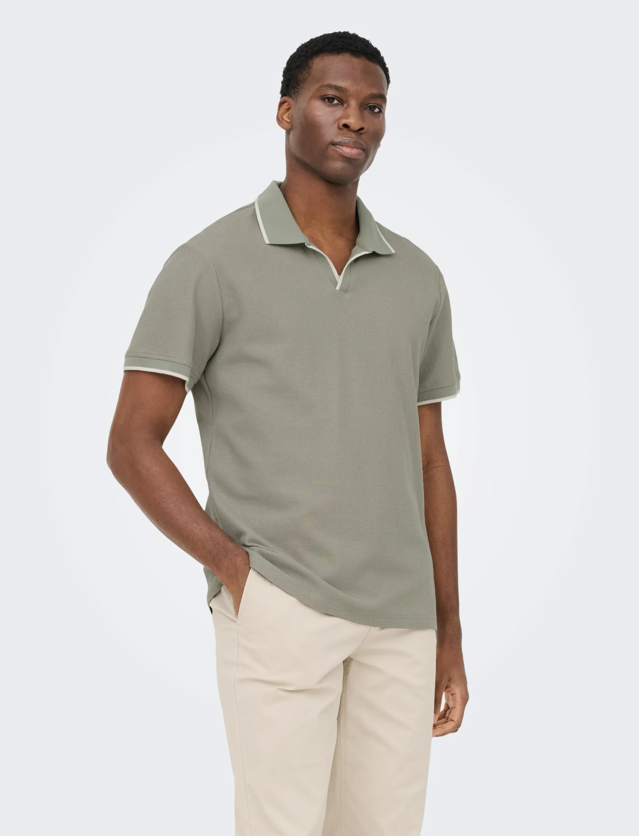 ONLY & SONS ONSASTON REG SS FRML RESORT POLO - ONLY & SONS - LAUREL OAK / khaki/green