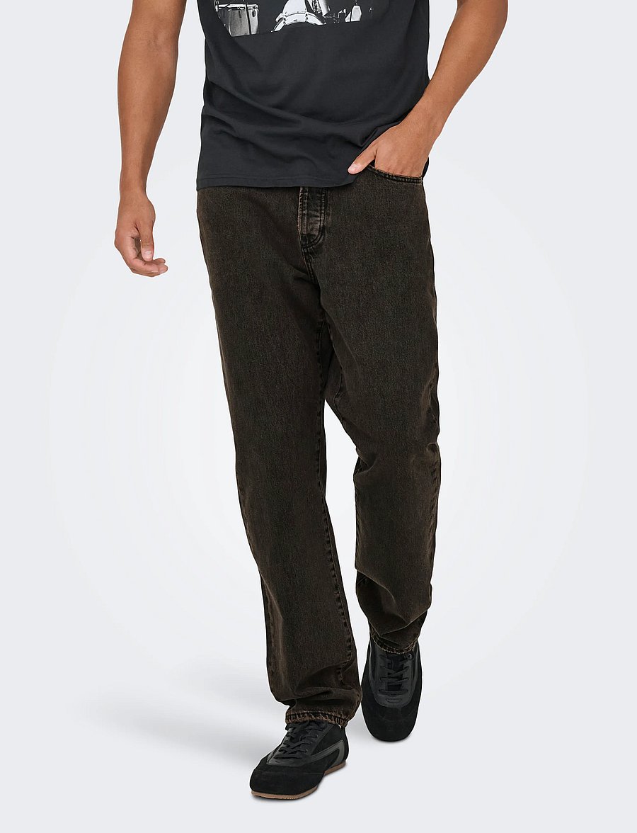 ONLY & SONS - ONSEDGE STRAIGHT BROWN 7462 TAI DNM NOOS - klassikalised teksad - brown stone - 0