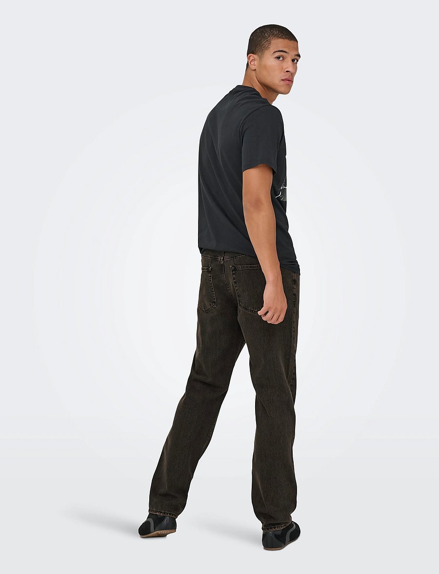 ONLY & SONS - ONSEDGE STRAIGHT BROWN 7462 TAI DNM NOOS - klassikalised teksad - brown stone - 3
