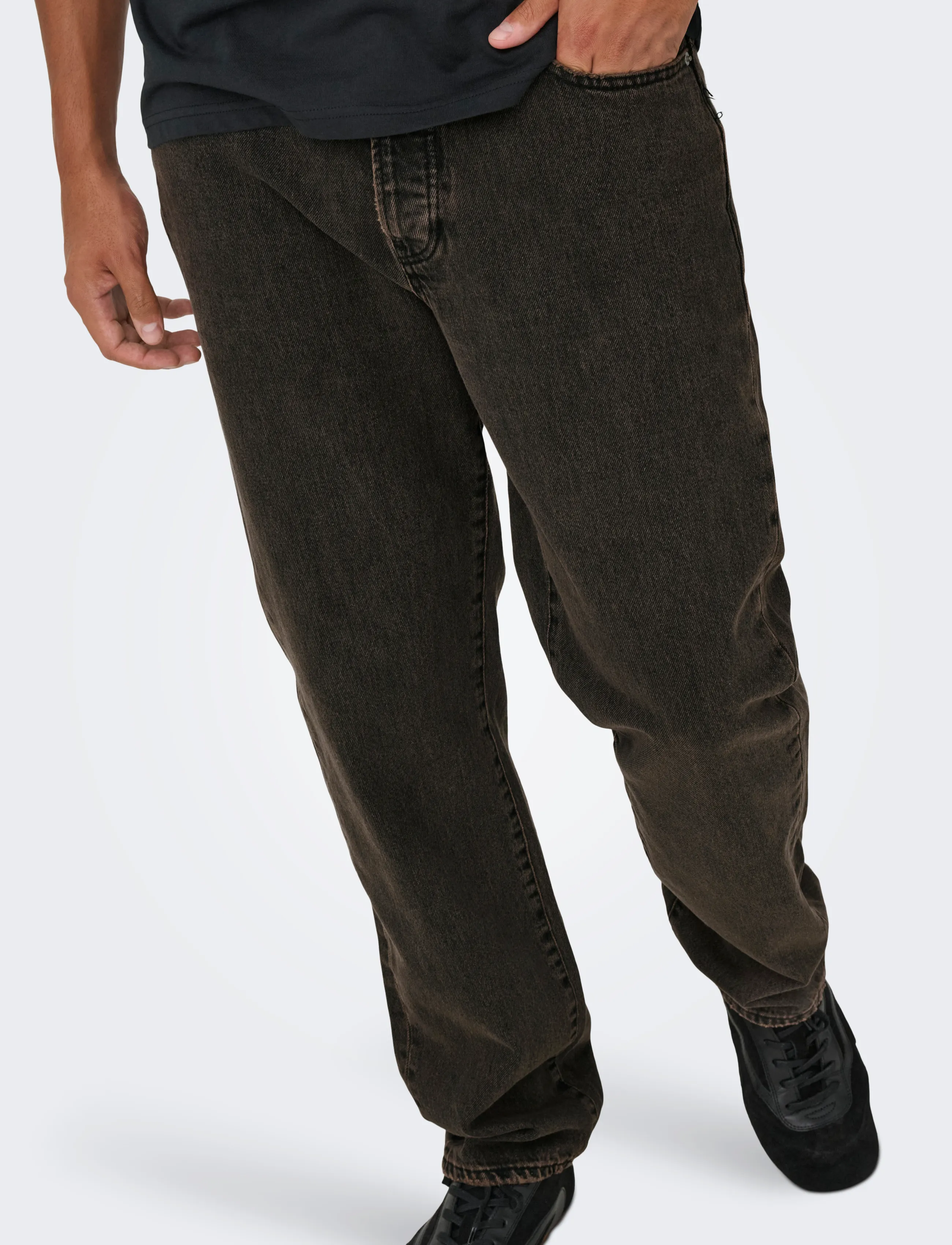 ONLY & SONS - ONSEDGE STRAIGHT BROWN 7462 TAI DNM NOOS - klassikalised teksad - brown stone - 5
