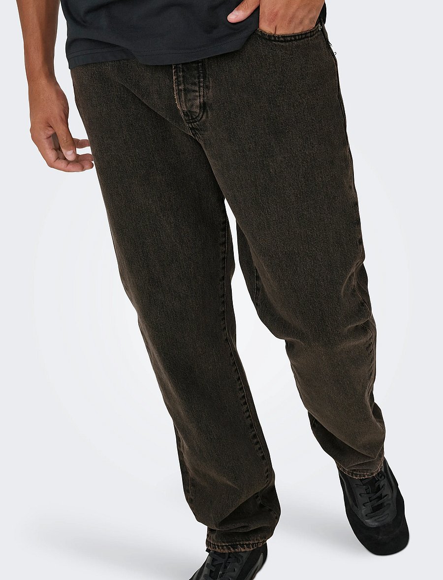 ONLY & SONS - ONSEDGE STRAIGHT BROWN 7462 TAI DNM NOOS - klassikalised teksad - brown stone - 5