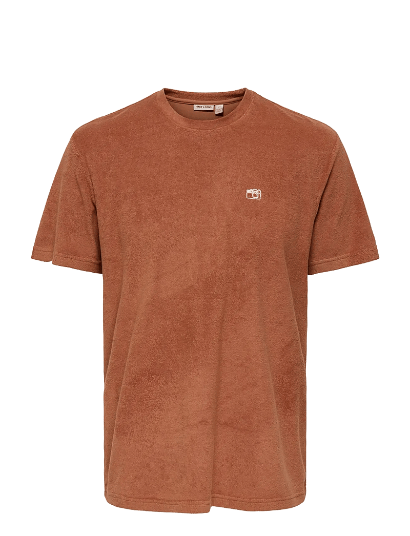 ONLY & SONS - ONSTELLAS REG SS FROTTE TEE - kortærmede t-shirts - rustic brown - 1