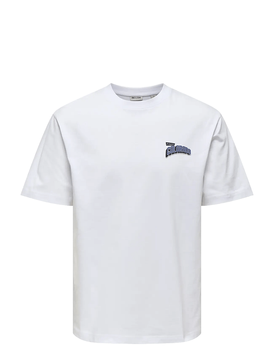 ONLY & SONS - ONSFRED STATES LIFE RLX SS TEE CS CBO - lühikeste varrukatega t-särgid - bright white - 0