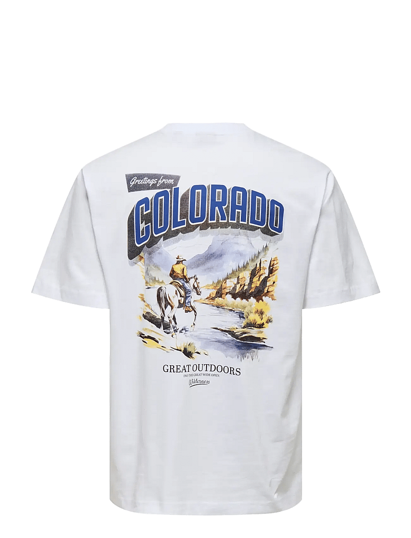 ONLY & SONS - ONSFRED STATES LIFE RLX SS TEE CS CBO - kortærmede t-shirts - bright white - 1