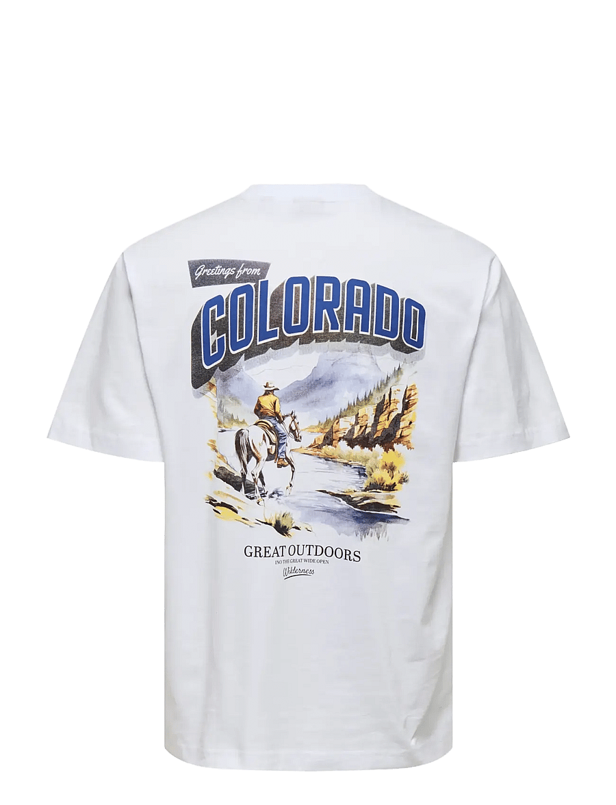ONLY & SONS - ONSFRED STATES LIFE RLX SS TEE CS CBO - lühikeste varrukatega t-särgid - bright white - 1