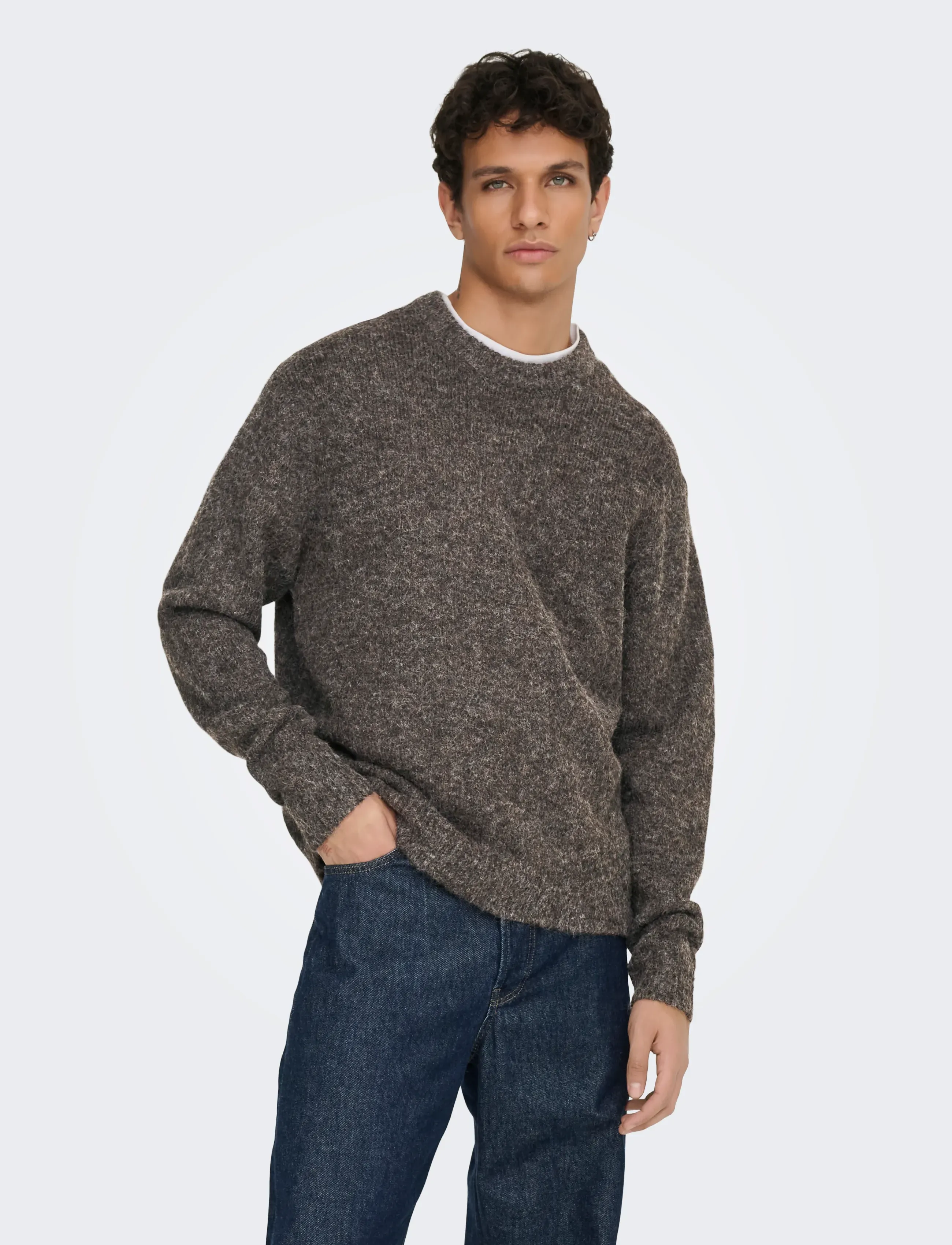 ONLY & SONS - ONSHALE LS RLX CREW KNIT NOOS - demitasse - 0