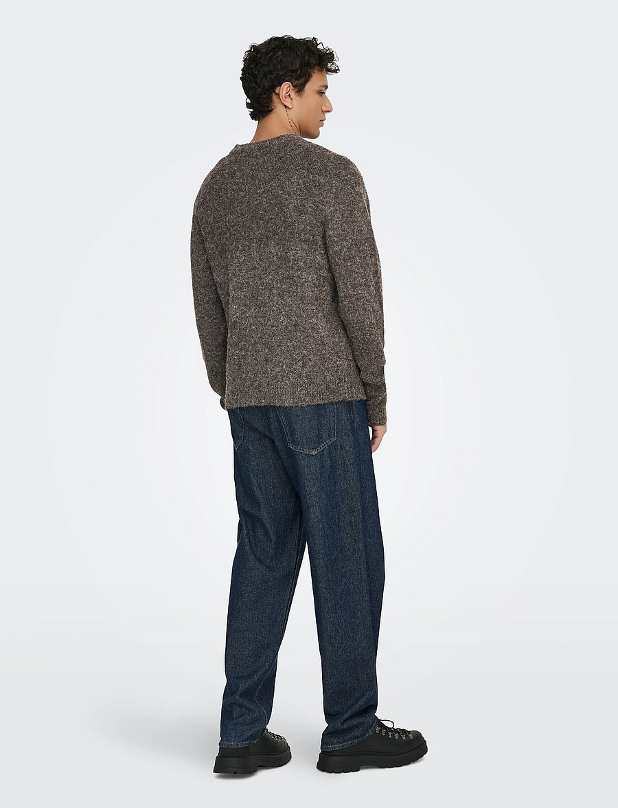 ONLY & SONS - ONSHALE LS RLX CREW KNIT NOOS - demitasse - 3