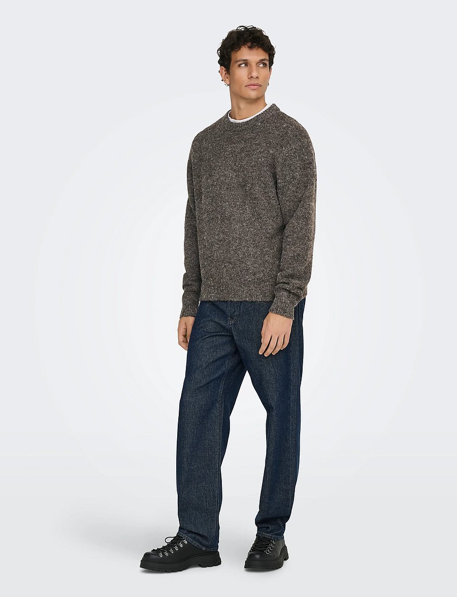 ONLY & SONS - ONSHALE LS RLX CREW KNIT NOOS - demitasse - 4