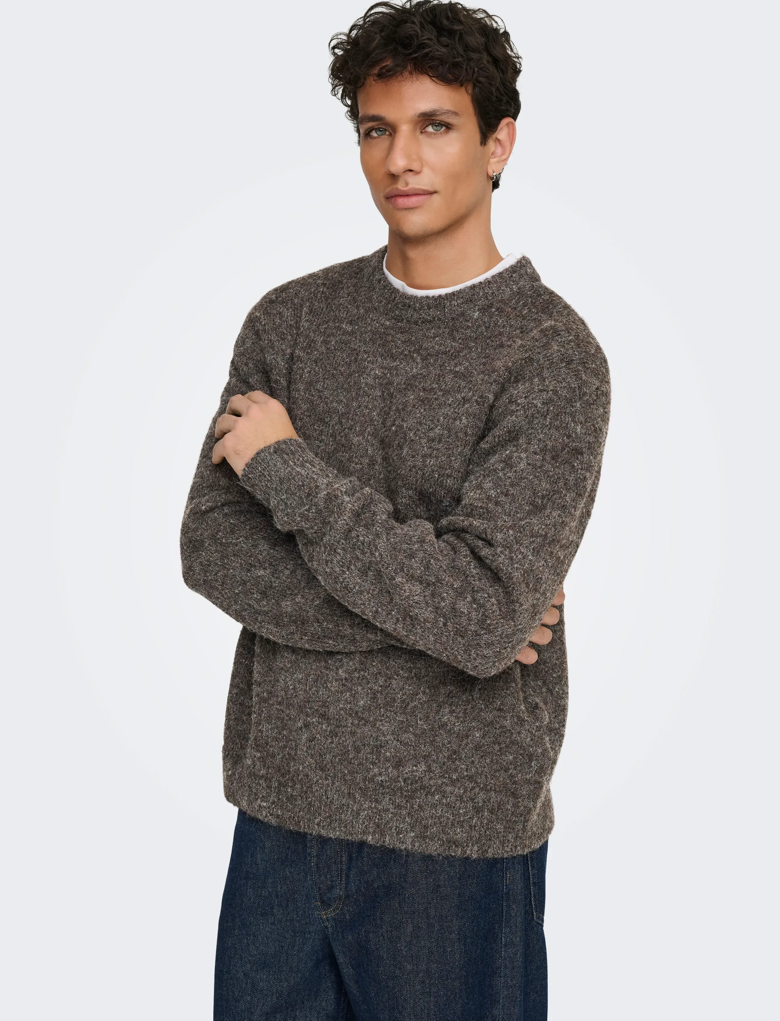 ONLY & SONS - ONSHALE LS RLX CREW KNIT NOOS - demitasse - 5