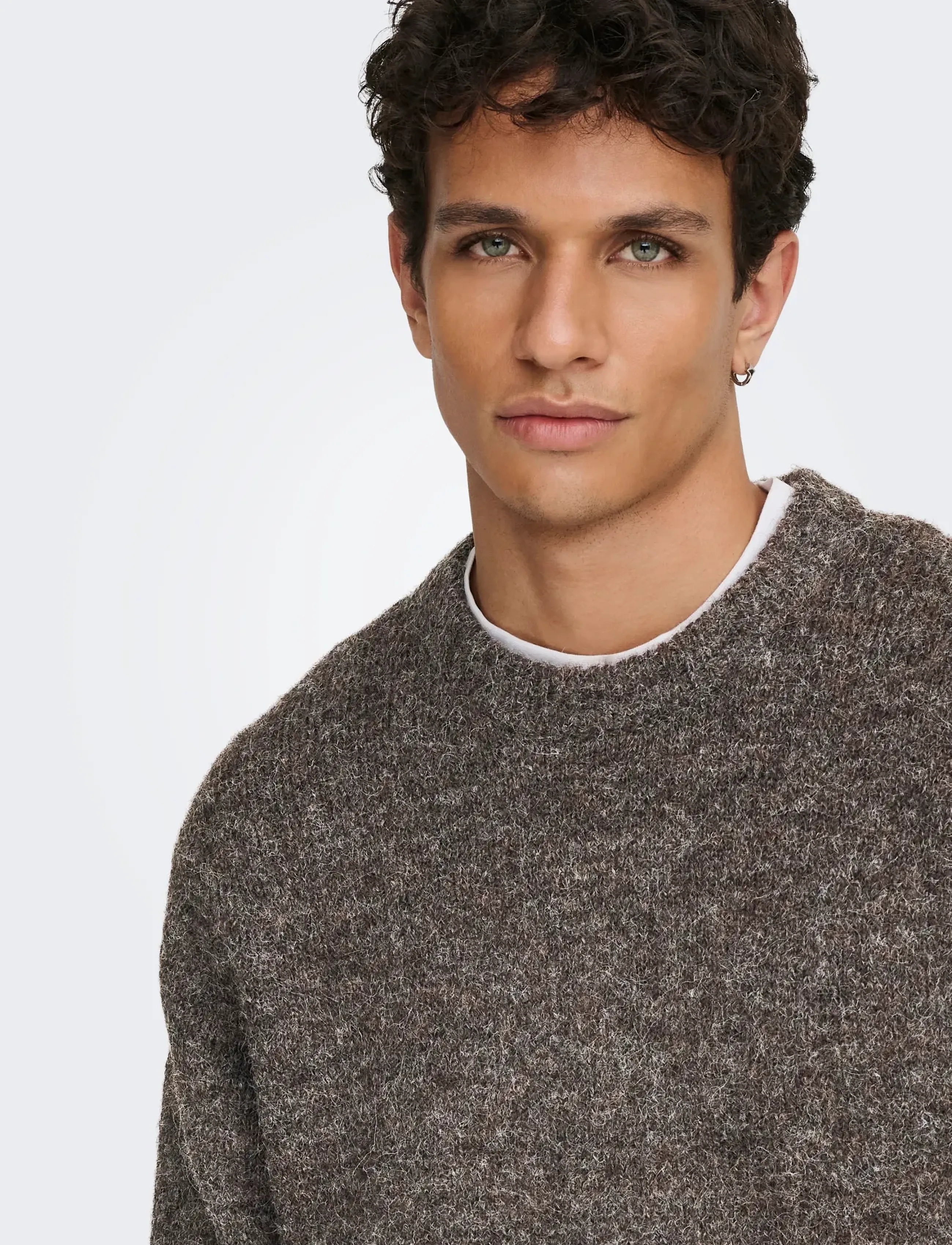 ONLY & SONS ONSHALE LS RLX CREW KNIT NOOS - Clothing - DEMITASSE / brown