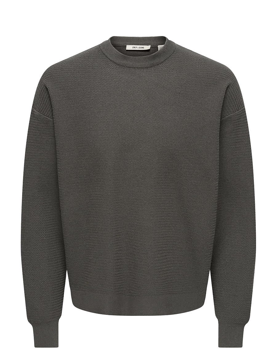 ONLY & SONS - ONSVIEW LS JAQUARD CREW DS KNIT - rund hals - beluga - 0