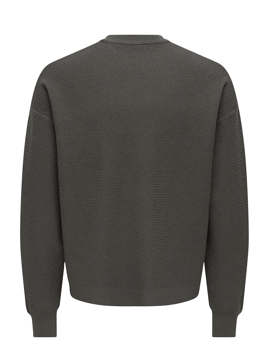 ONLY & SONS - ONSVIEW LS JAQUARD CREW DS KNIT - rund hals - beluga - 1