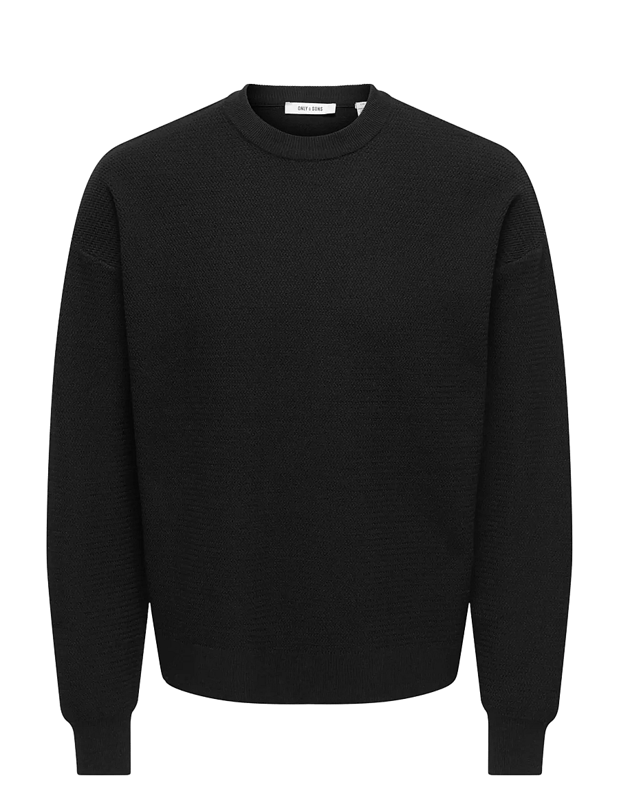 ONLY & SONS - ONSVIEW LS JAQUARD CREW DS KNIT - rundhals - black - 0