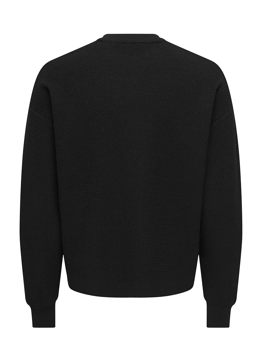 ONLY & SONS - ONSVIEW LS JAQUARD CREW DS KNIT - rundhals - black - 1