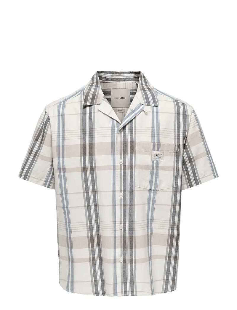 ONLY & SONS - ONSEBERT RLX RESORT SS SHIRT WW - karierte hemden - egret - 1