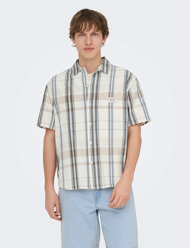ONLY & SONS - ONSEBERT RLX RESORT SS SHIRT WW - karierte hemden - egret - 0