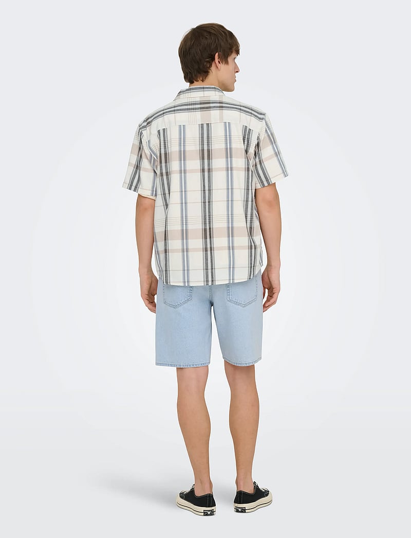ONLY & SONS - ONSEBERT RLX RESORT SS SHIRT WW - karierte hemden - egret - 3