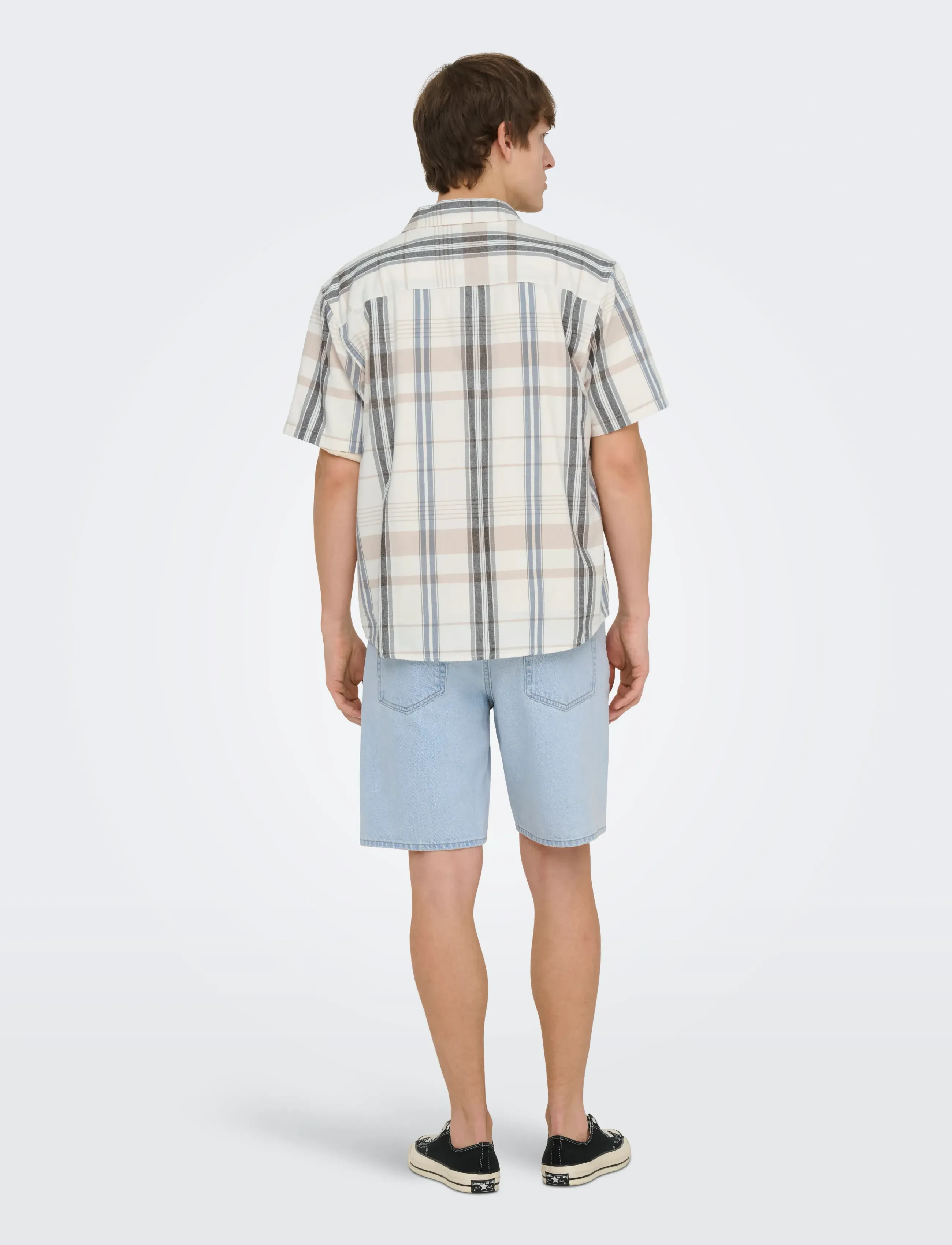 ONLY & SONS - ONSEBERT RLX RESORT SS SHIRT WW - ruutupaidat - egret - 3