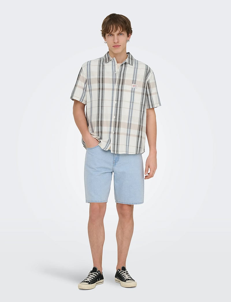 ONLY & SONS - ONSEBERT RLX RESORT SS SHIRT WW - karierte hemden - egret - 4