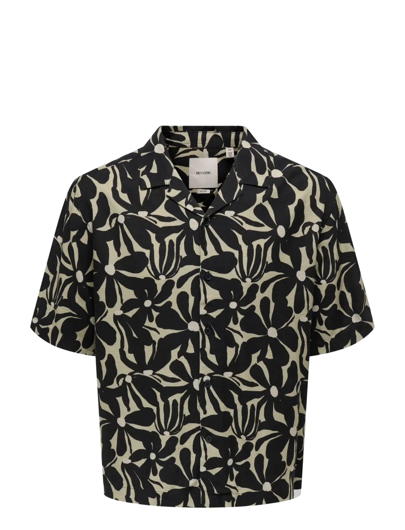 ONLY & SONS OSJHARVI REG RESORT SS AOP 041 SHIRT WVN - ONLY & SONS - JET BLACK / black