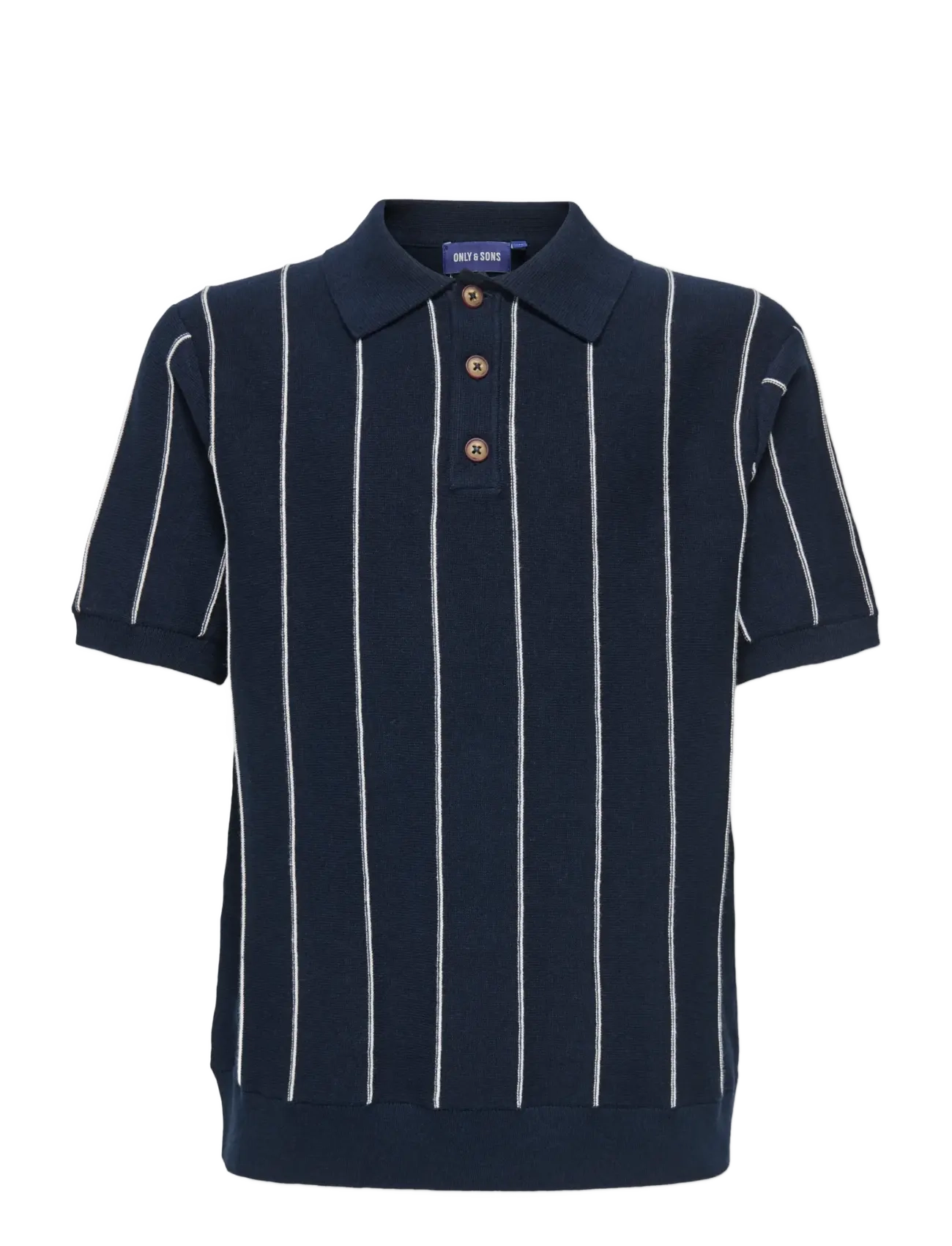 ONLY & SONS OSJSAIM REG 12 STRIPE SS POLO KNT - Överdelar - DARK SAPPHIRE / navy