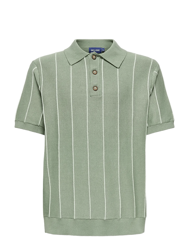 ONLY & SONS - OSJSAIM REG 12 STRIPE SS POLO KNT - kurzärmelig - iceberg green - 0