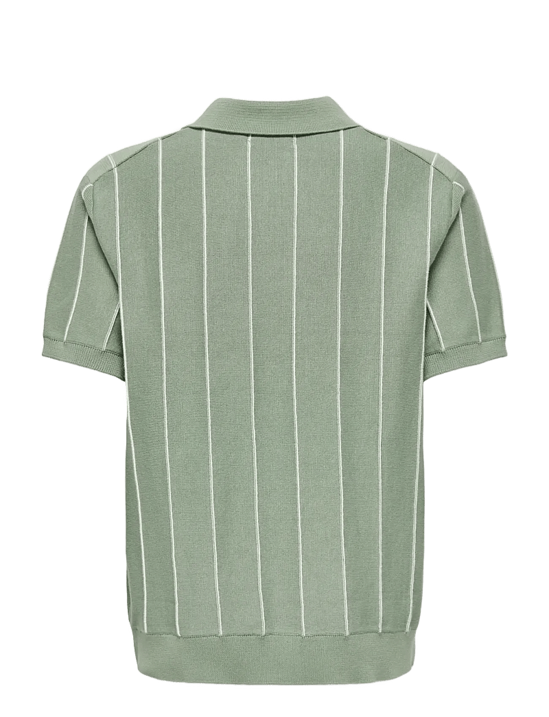 ONLY & SONS - OSJSAIM REG 12 STRIPE SS POLO KNT - kurzärmelig - iceberg green - 1