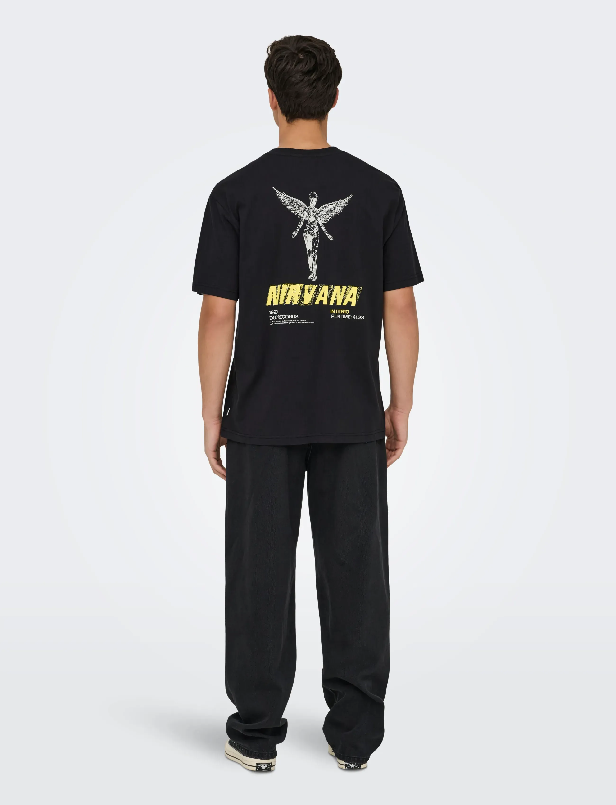 ONLY & SONS - ONSNIRVANA LIFE RLX SS LIC TEE - lyhythihaiset - jet black - 3