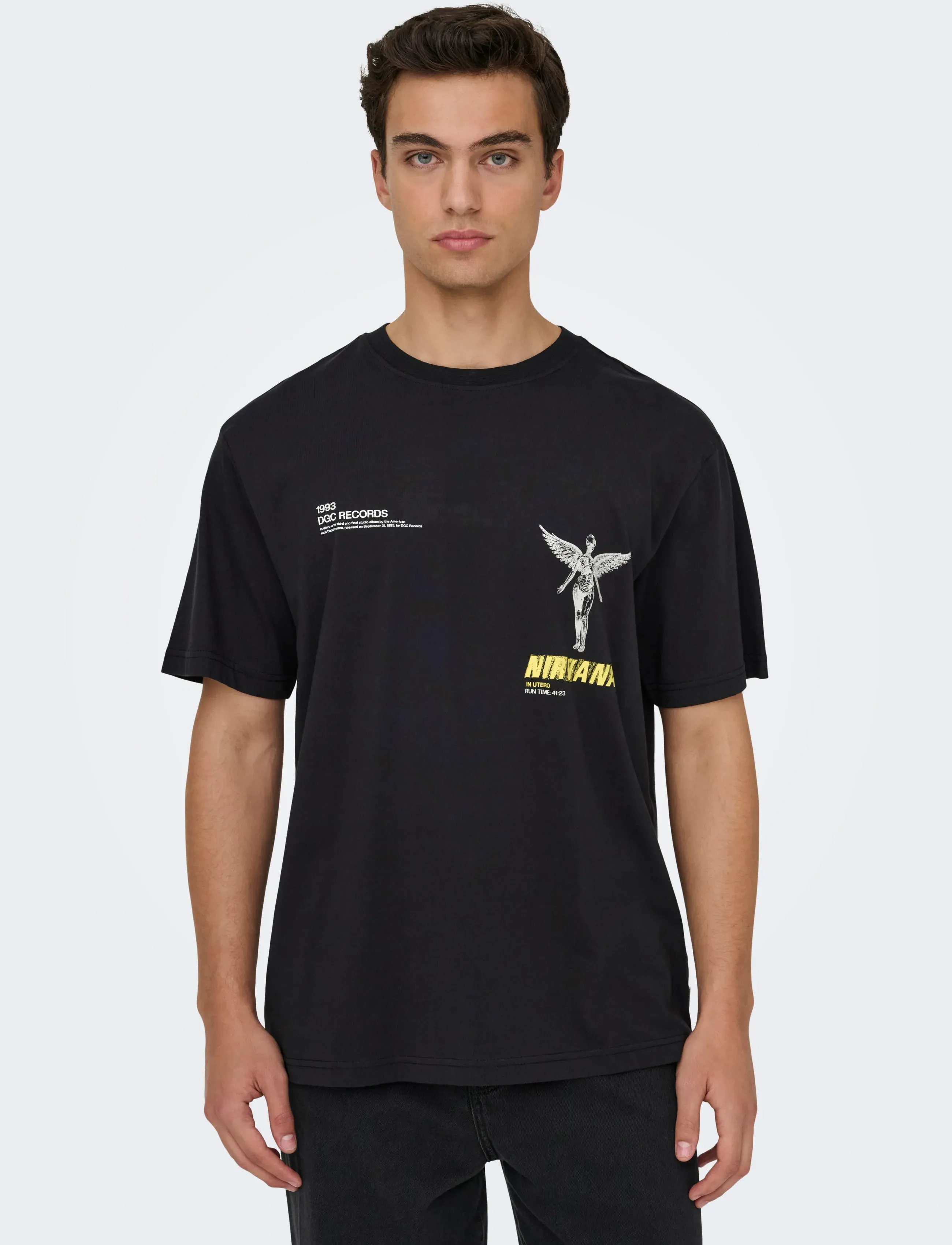 ONLY & SONS - ONSNIRVANA LIFE RLX SS LIC TEE - lyhythihaiset - jet black - 5