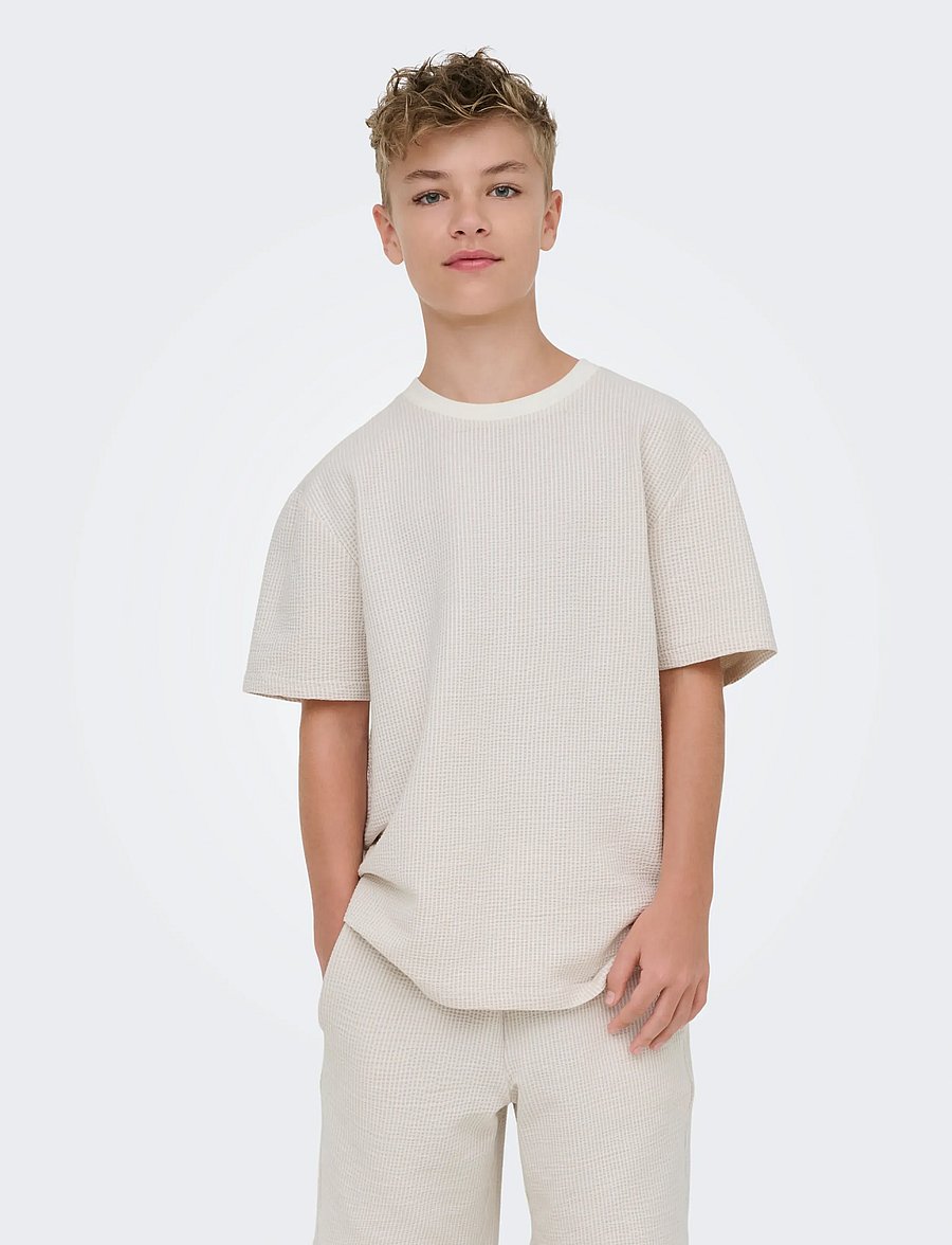 ONLY & SONS - OSJKIAN LIFE RLX SS STRP TEE JRS NOOS - korte mouwen - egret - 0