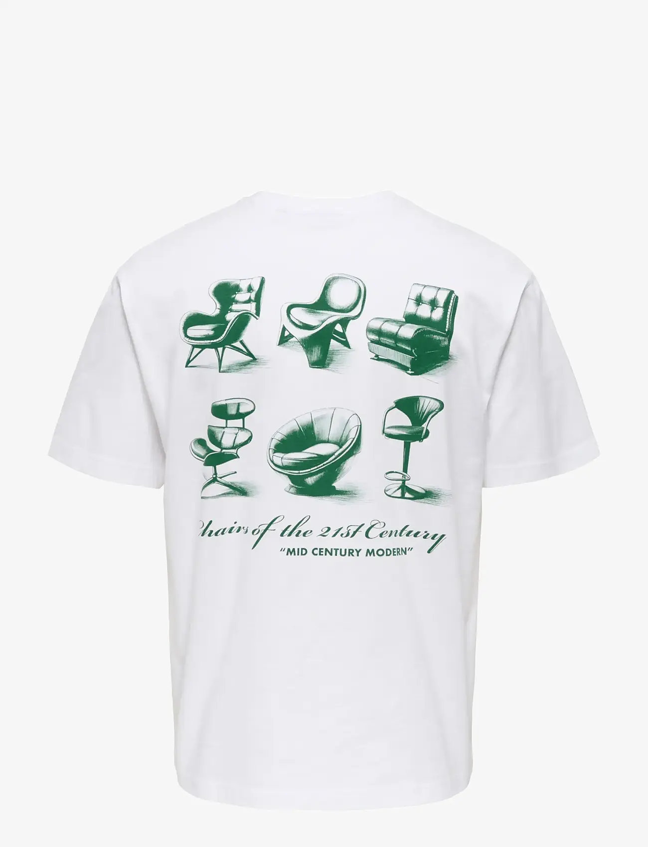 ONLY & SONS - ONSFRED LIFE MID CENTURY RLX SS TEE - kortærmede t-shirts - bright white - 1