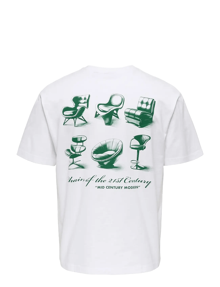 ONLY & SONS - ONSFRED LIFE MID CENTURY RLX SS TEE - kurzärmelig - bright white - 1