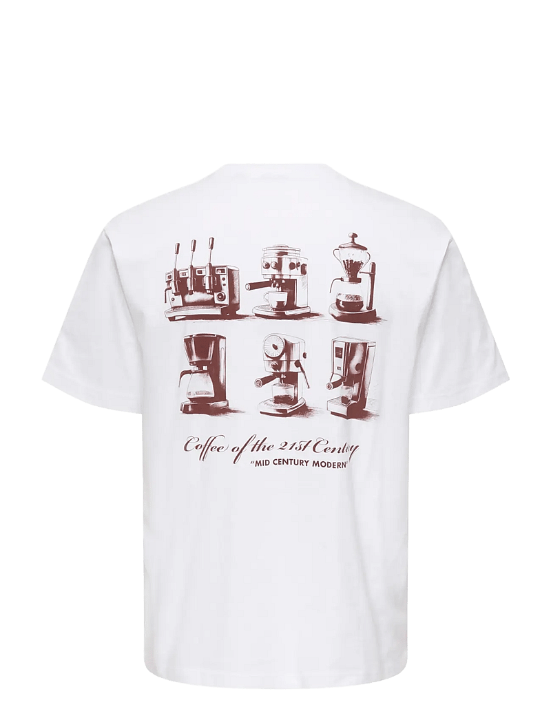 ONLY & SONS - ONSFRED LIFE MID CENTURY RLX SS TEE - kurzärmelig - bright white - 1