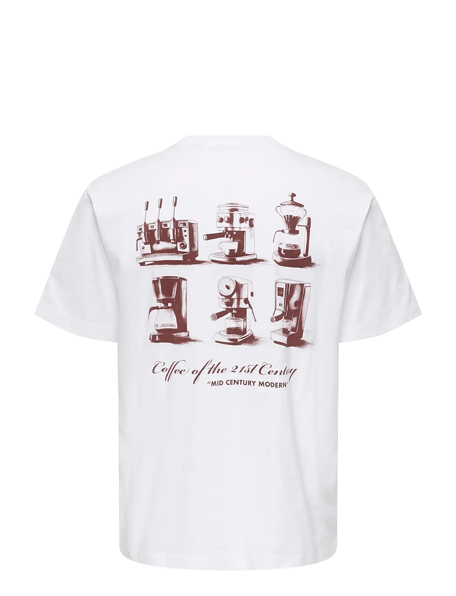 ONLY & SONS - ONSFRED LIFE MID CENTURY RLX SS TEE - kurzärmelig - bright white - 1