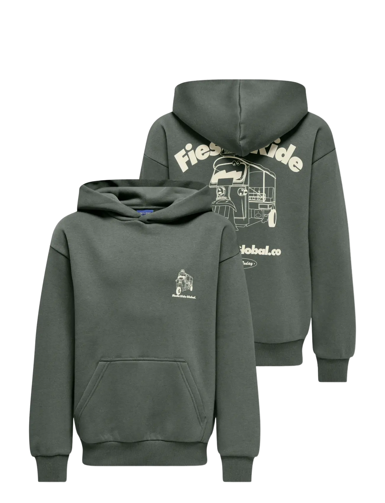 ONLY & SONS - OSJCERES TUKTUK RLX PRINT HOOD SWT - hættetrøjer - agave green - 2