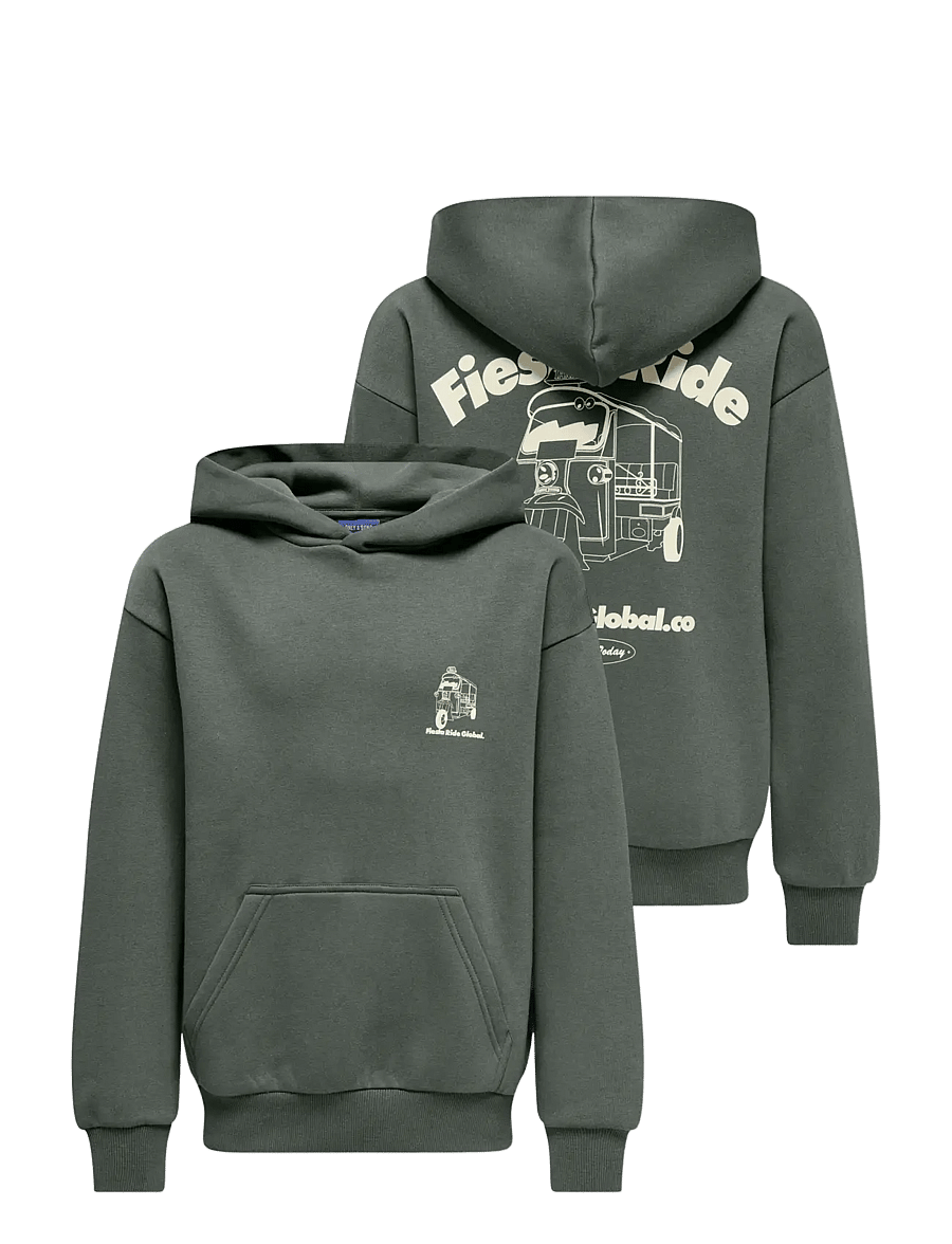 ONLY & SONS - OSJCERES TUKTUK RLX PRINT HOOD SWT - kapuzenpullover - agave green - 2