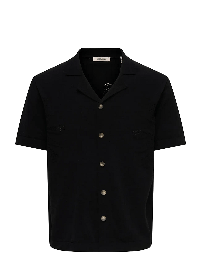 ONLY & SONS - ONSJAM LIFE REG SS SHIRT KNIT - gestrickte polohemden - black - 1