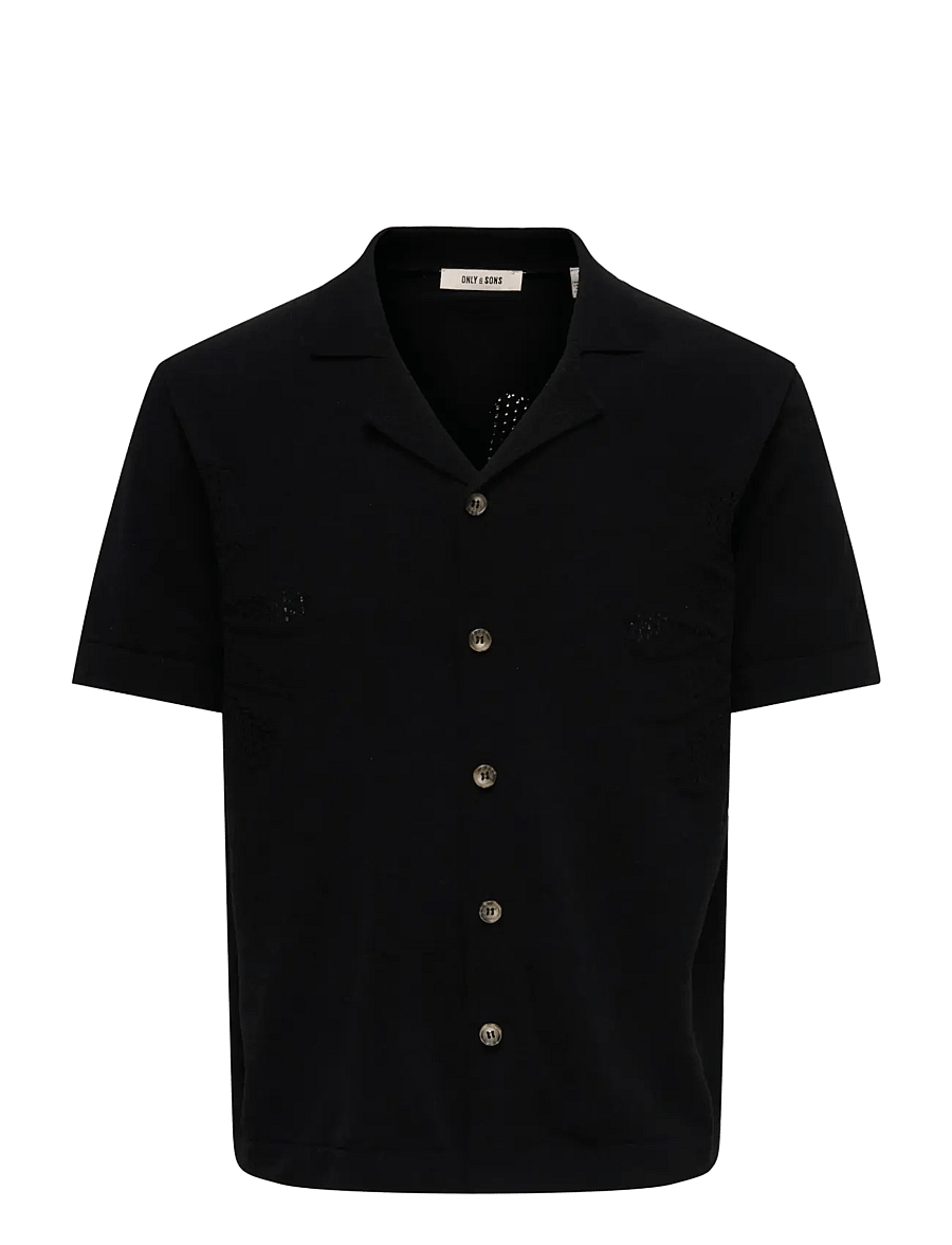 ONLY & SONS - ONSJAM LIFE REG SS SHIRT KNIT - gestrickte polohemden - black - 1