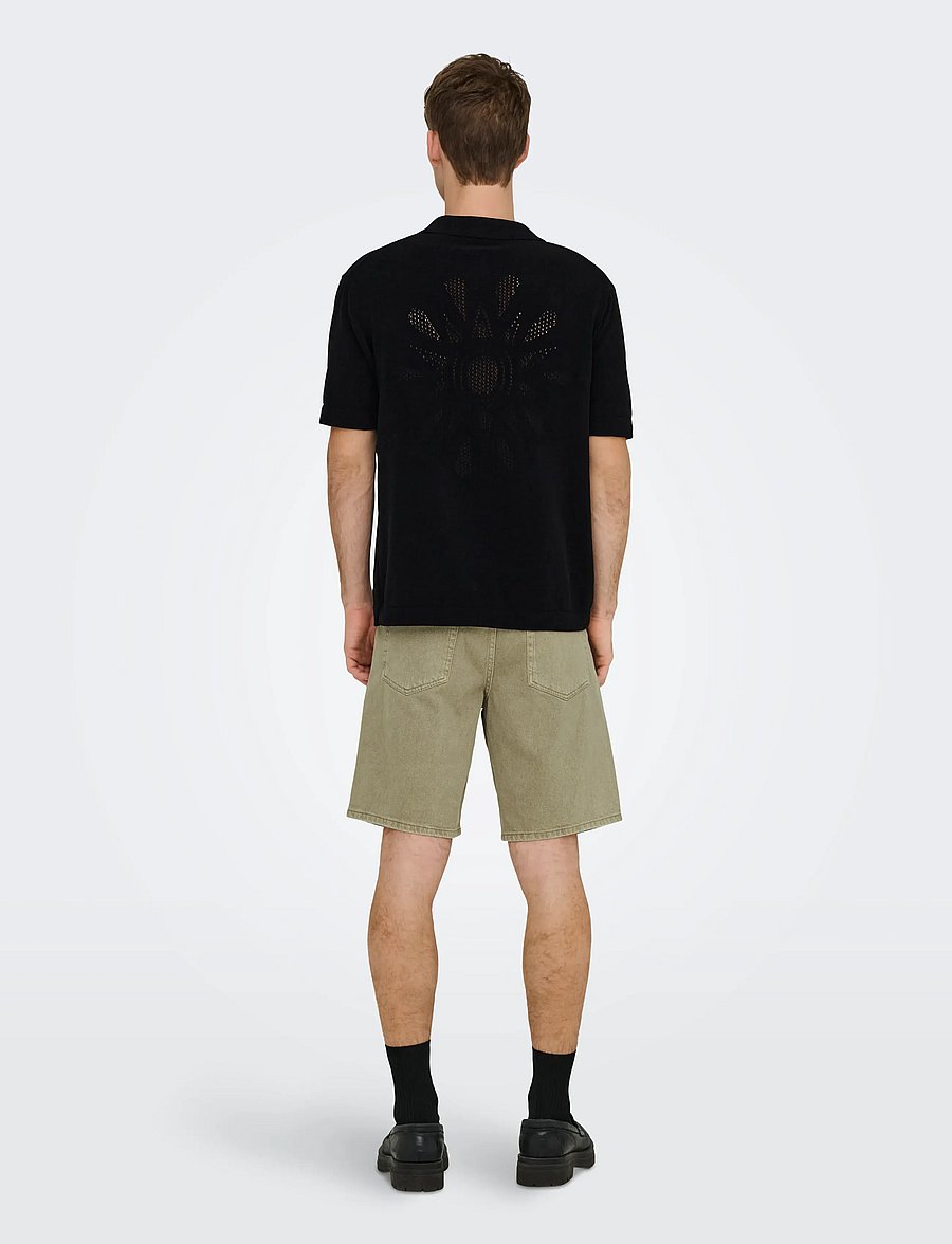 ONLY & SONS - ONSJAM LIFE REG SS SHIRT KNIT - gestrickte polohemden - black - 3