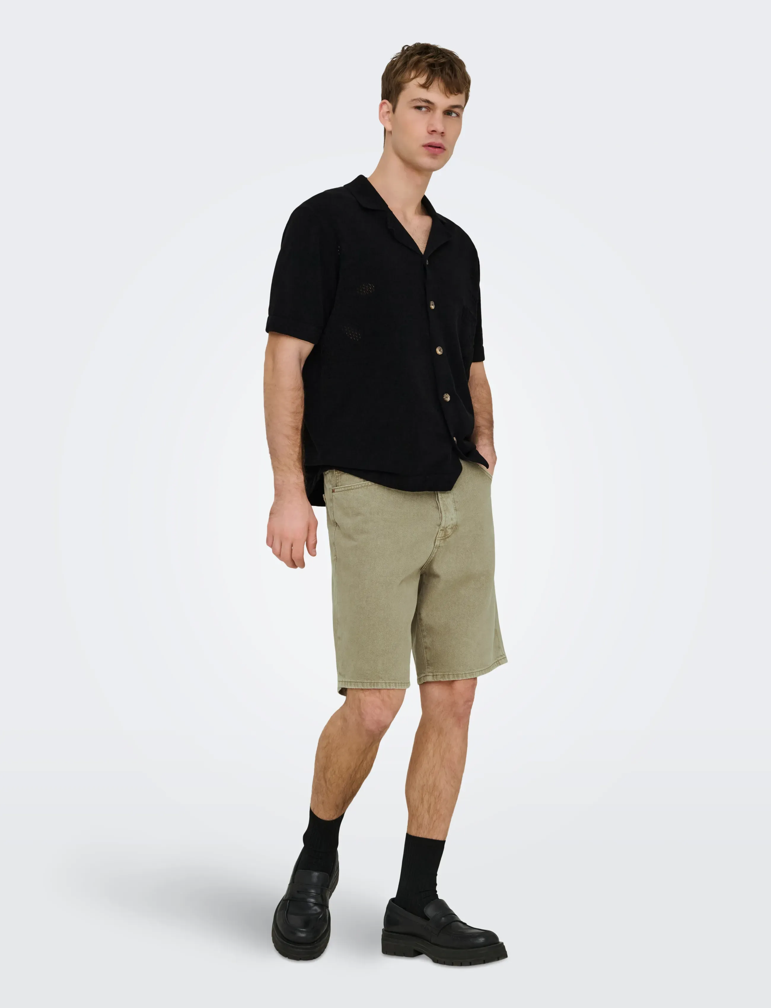 ONLY & SONS - ONSJAM LIFE REG SS SHIRT KNIT - knitted polos - black - 4